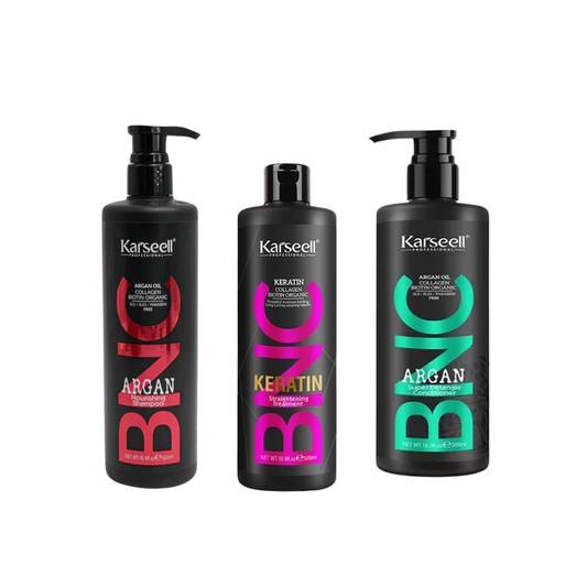 Special Offer Bundle Karseell Keratin Straightening Treatment with Organic Biotin Shampoo, Collagen Detangle Conditioner, Relax and Repair Dry Damaged Hair, BNC Professional Results - 500 ml